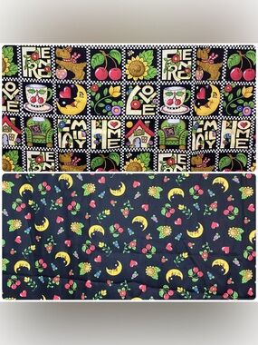 2 Mary Engelbreit VIP Fabrics Cranston Print Vtg 2 Yards Cherries Moon Cotton